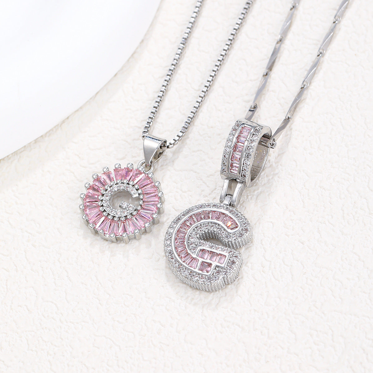【Limit Edition Color-Pink】2 Pack - Initial Letter Pendant Necklaces