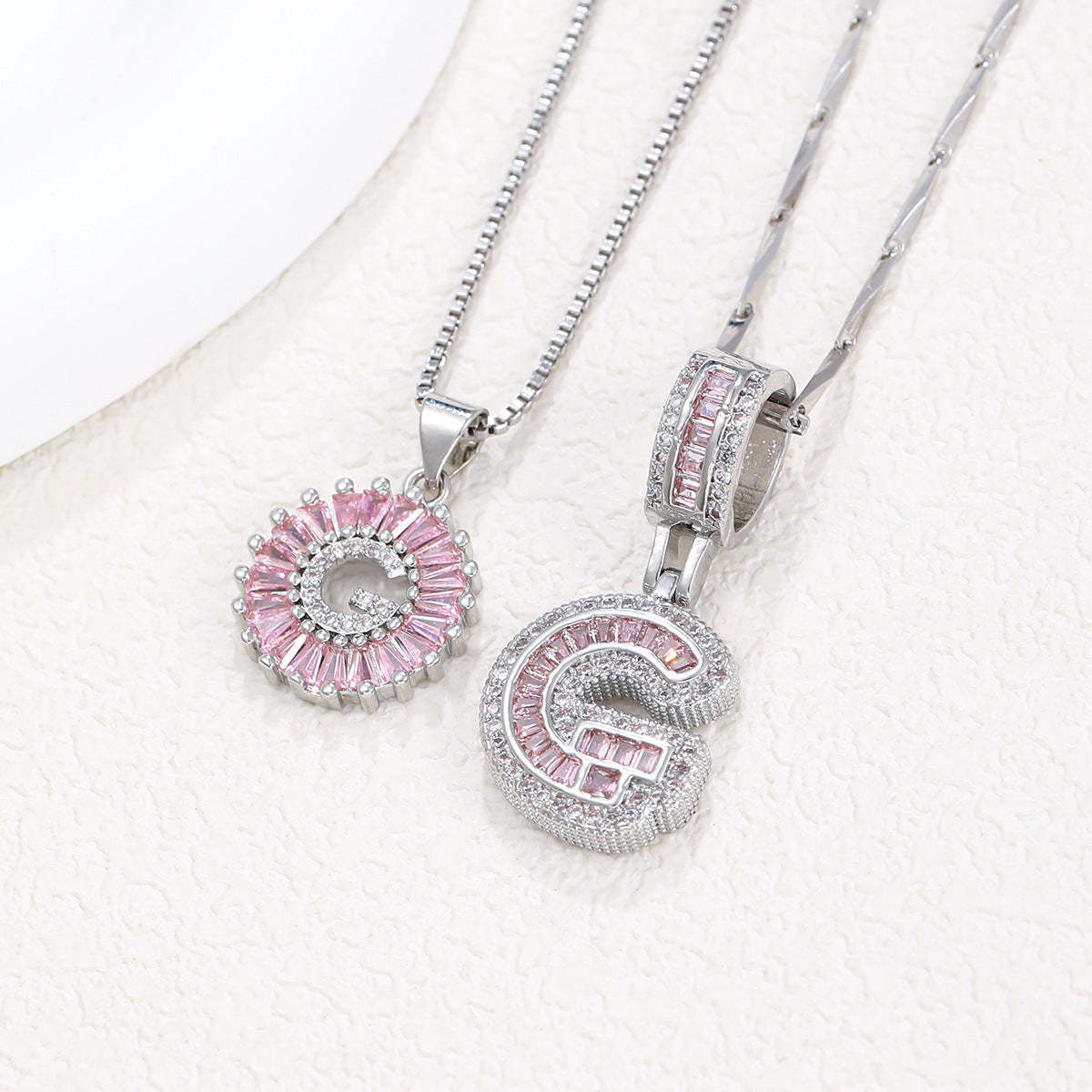 【Limit Edition Color-Pink】2 Pack - Initial Letter Pendant Necklaces