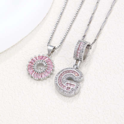 【Limit Edition Color-Pink】2 Pack - Initial Letter Pendant Necklaces