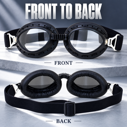 T07 Retro Motorcycle Goggles with Padded Eye Cups & Adjustable Strap