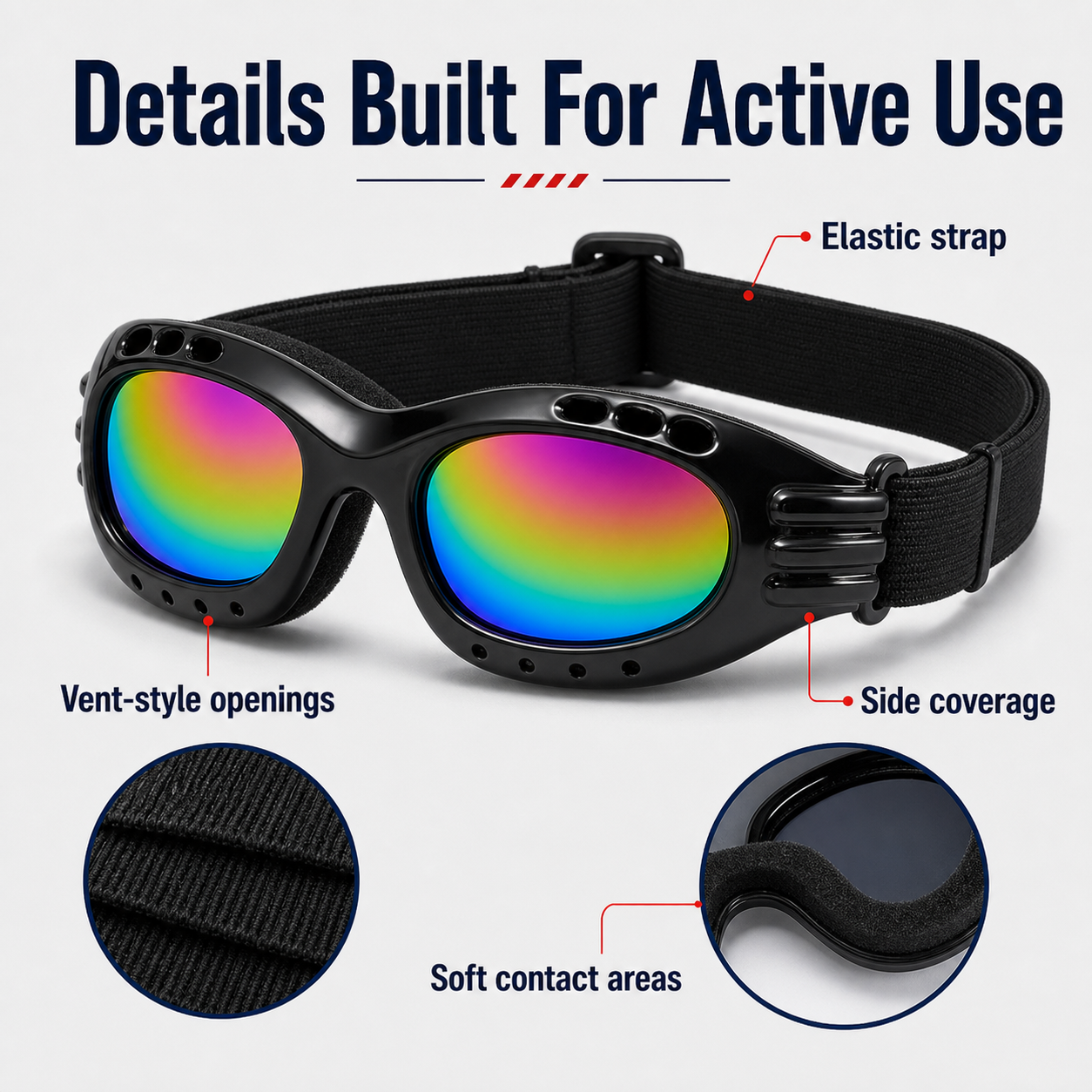 Motorcycle Goggles, Anti-UV Windproof Dustproof Dirt Bike ATV Ski Goggles