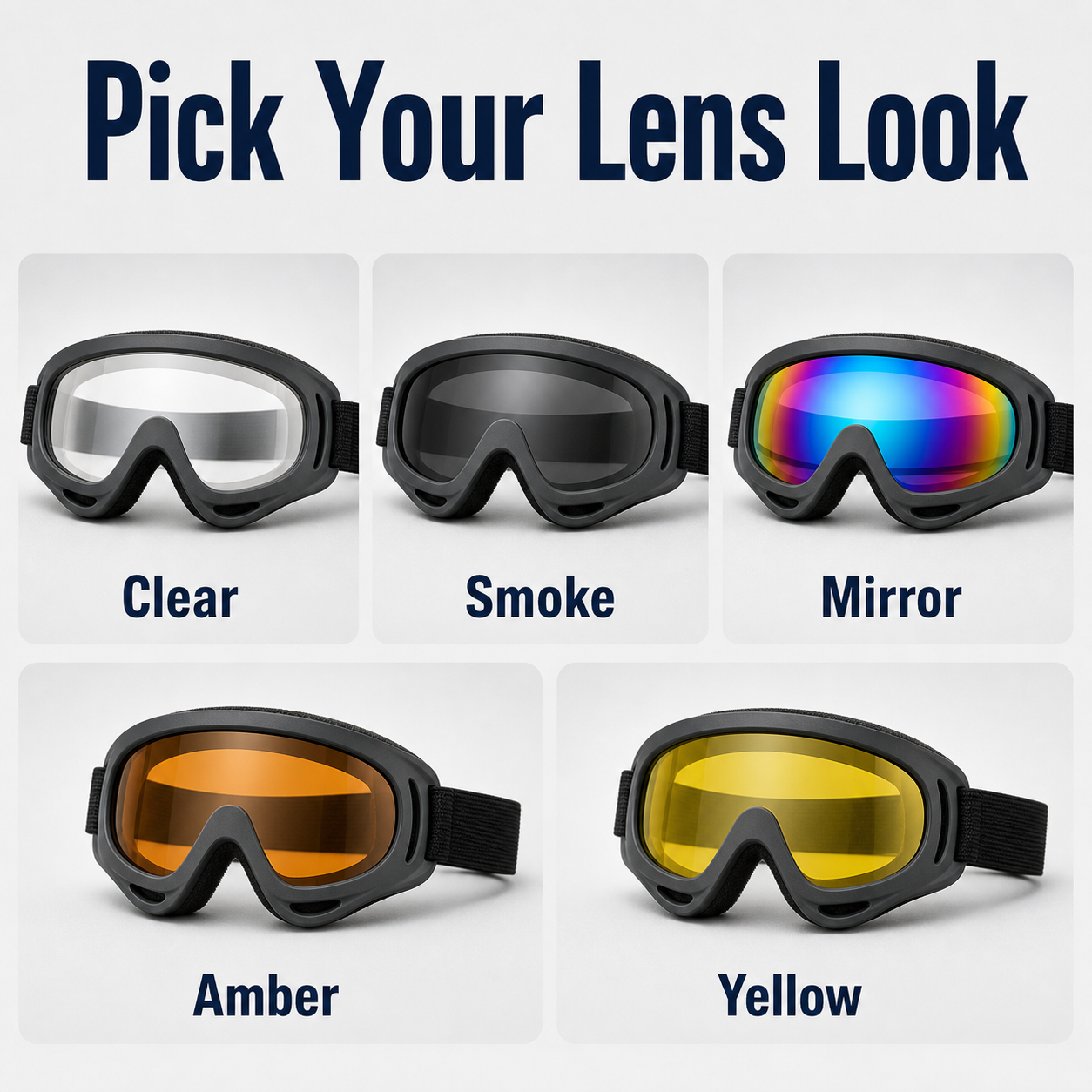 Available frame and lens color options