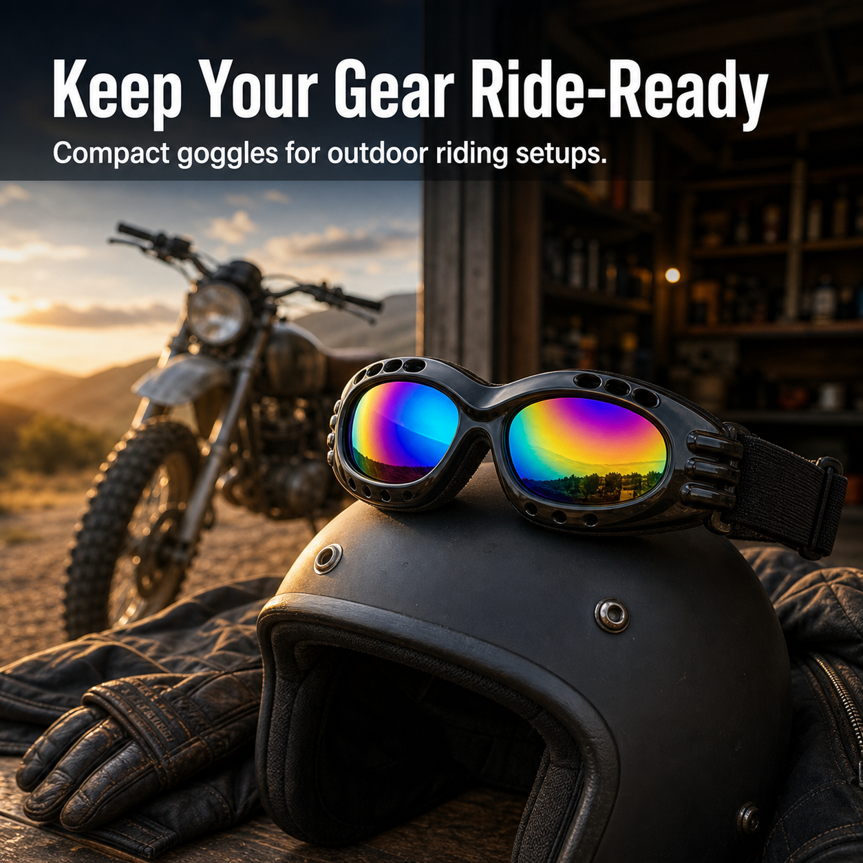 Motorcycle Goggles, Anti-UV Windproof Dustproof Dirt Bike ATV Ski Goggles