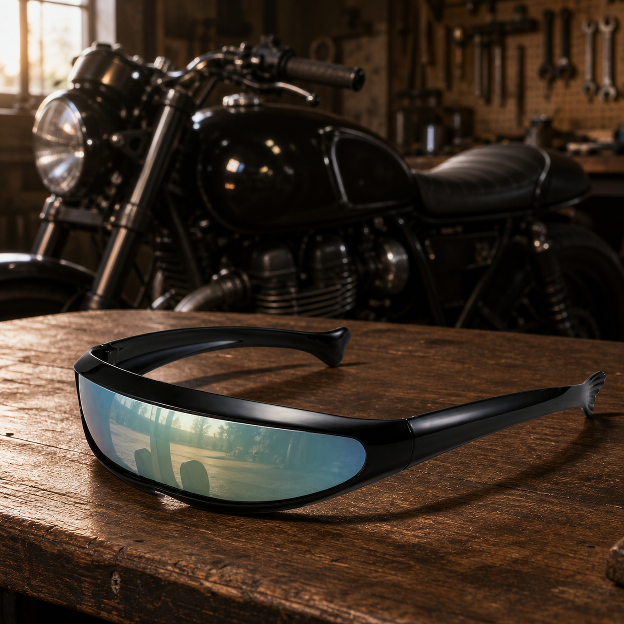 Low-Profile Wraparound Motorcycle Sunglasses