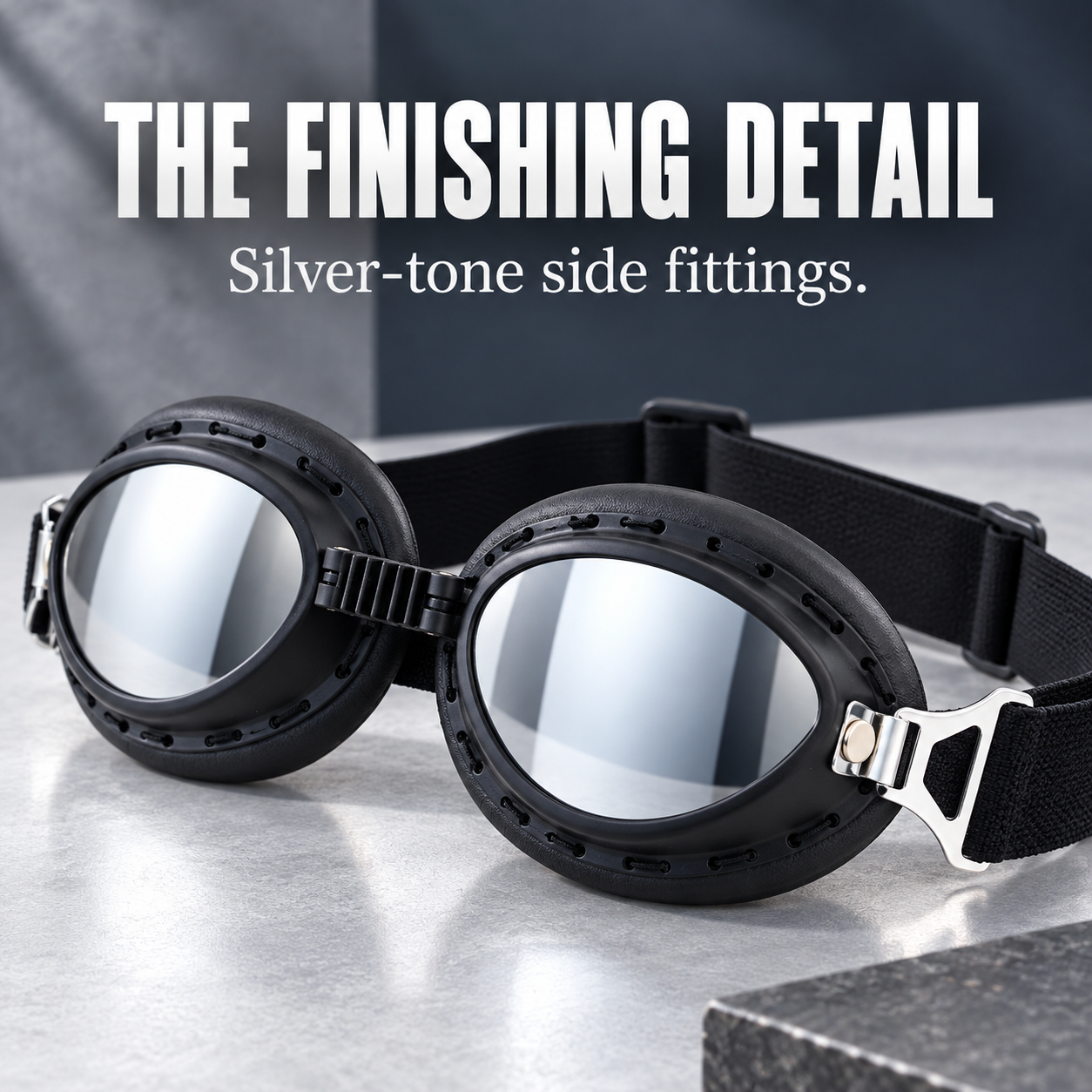 T07 Retro Motorcycle Goggles with Padded Eye Cups & Adjustable Strap