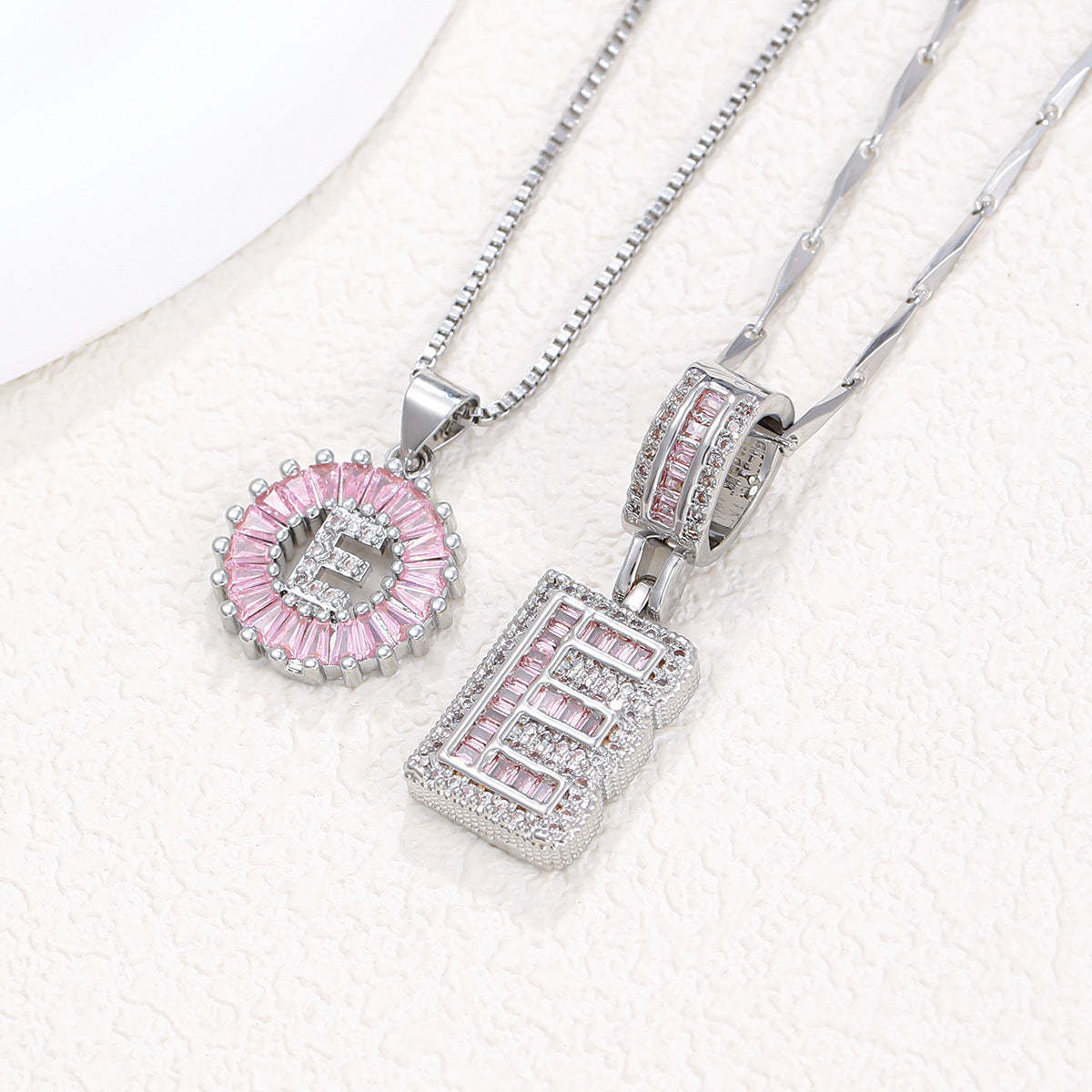 【Limit Edition Color-Pink】2 Pack - Initial Letter Pendant Necklaces