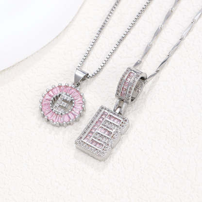 【Limit Edition Color-Pink】2 Pack - Initial Letter Pendant Necklaces