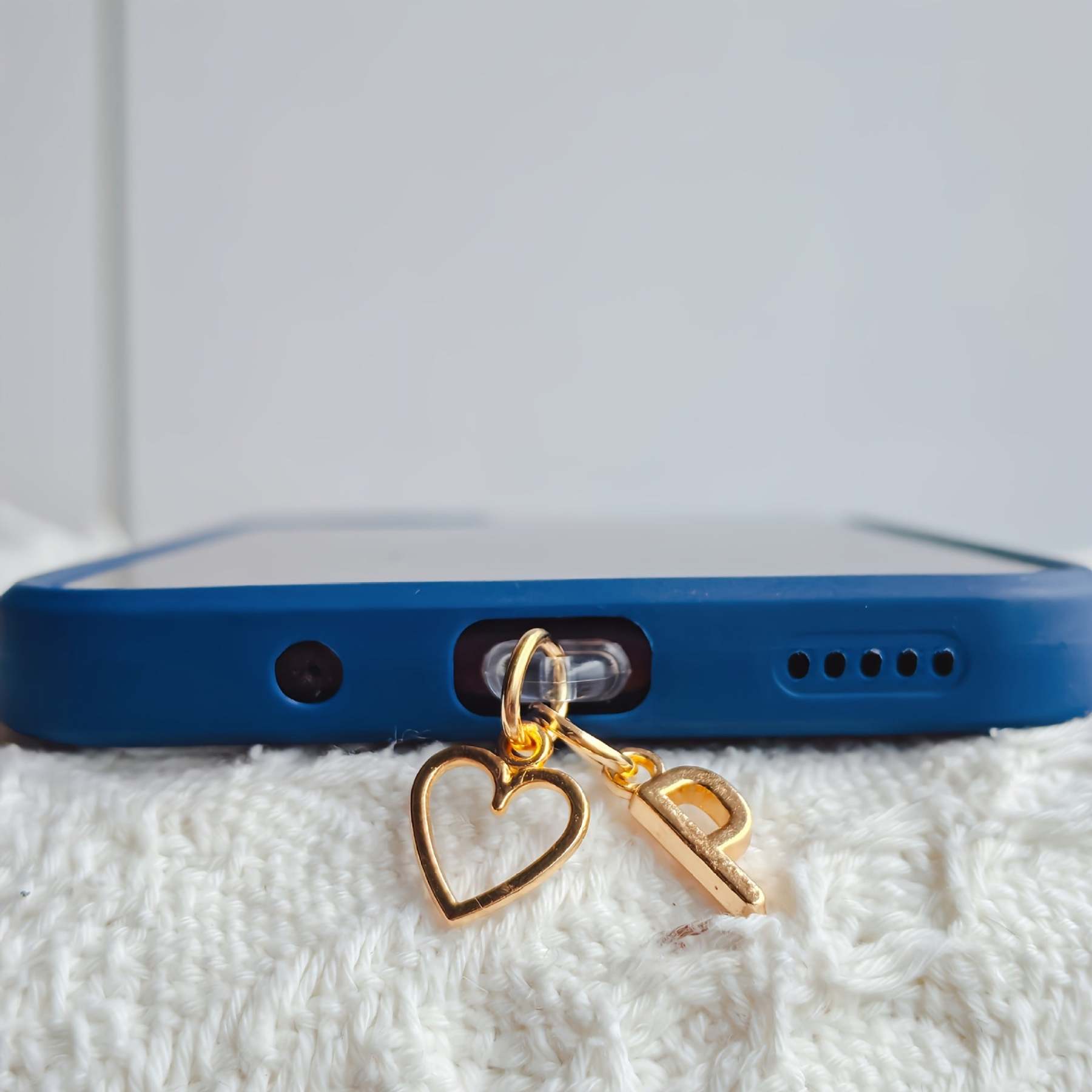 ⏰$9.99 ONLY ONE DAY🔥A-Z Letter Pendant Stylish Heart-Shaped Charging Port Dust Cover