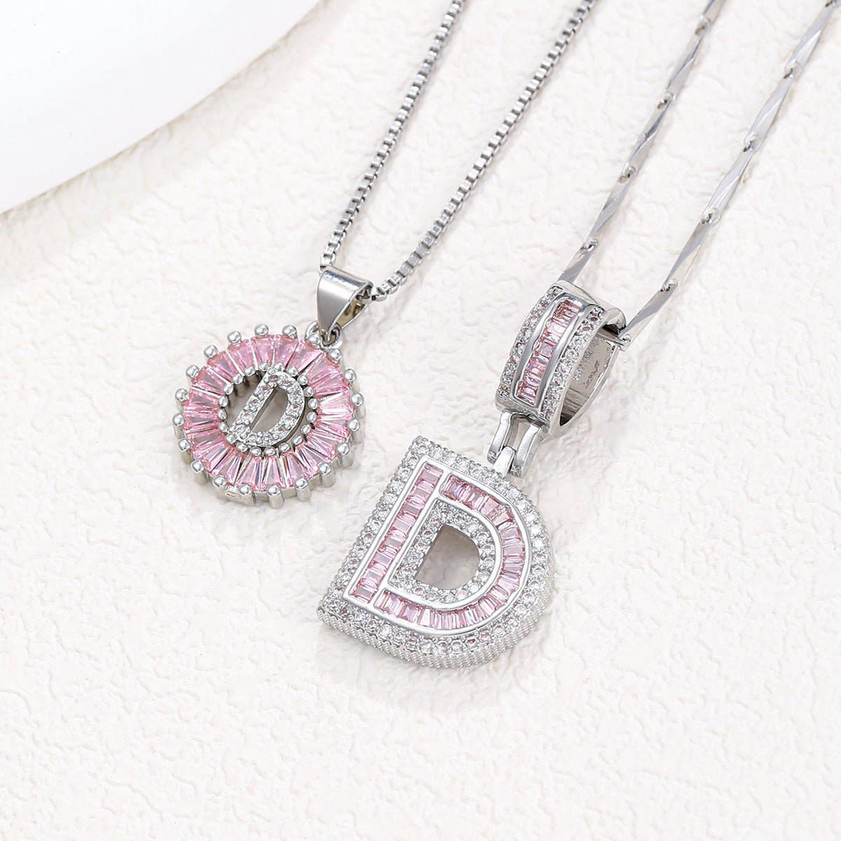 【Limit Edition Color-Pink】2 Pack - Initial Letter Pendant Necklaces