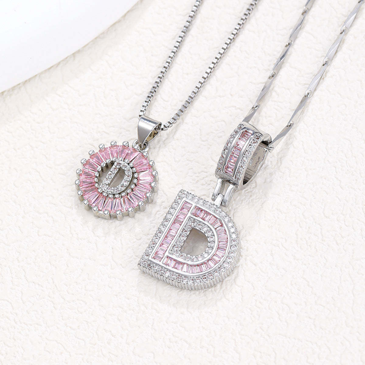 【Limit Edition Color-Pink】2 Pack - Initial Letter Pendant Necklaces