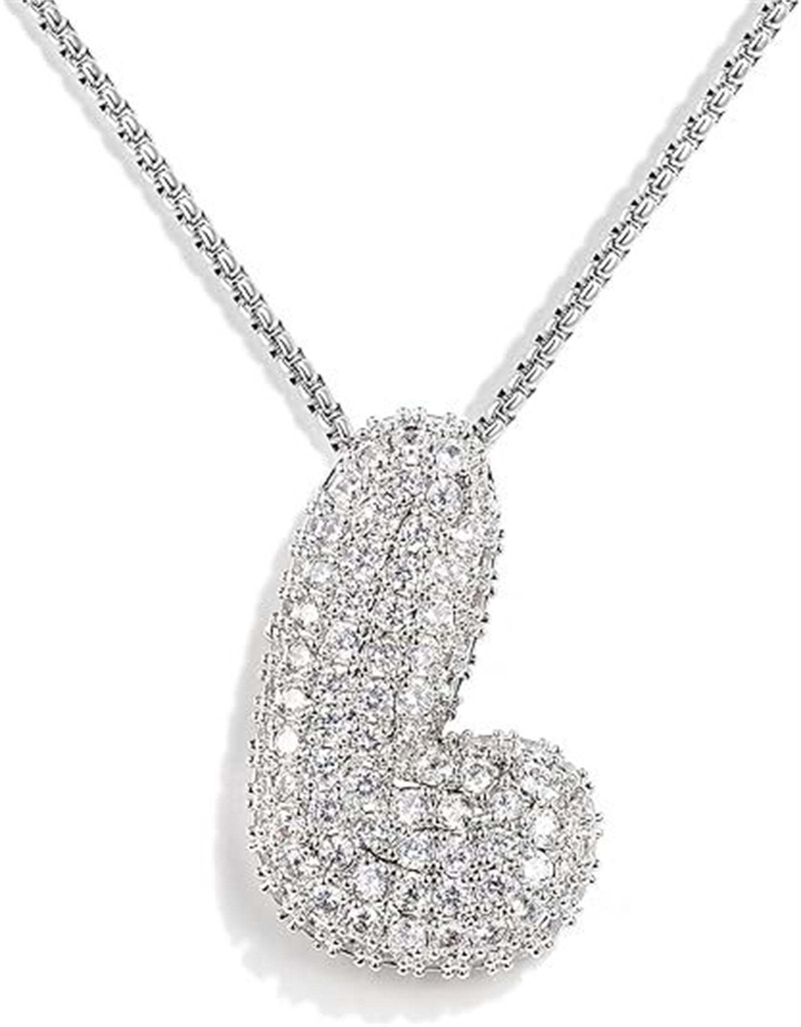 Brass Zircon Balloon English Letter Necklace