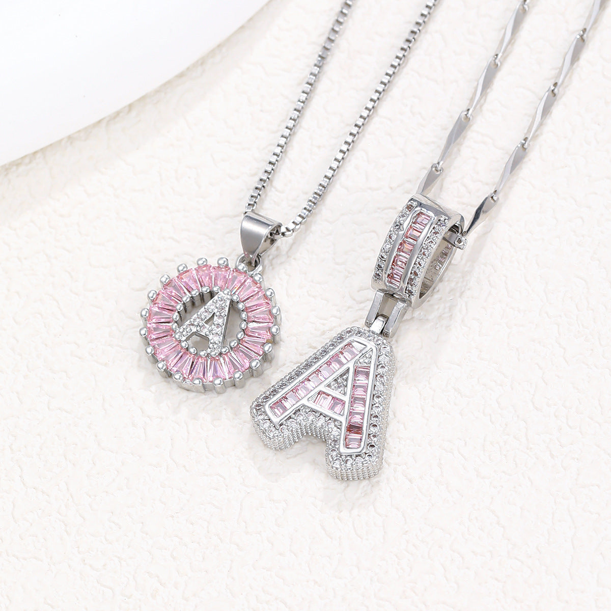 【Limit Edition Color-Pink】2 Pack - Initial Letter Pendant Necklaces