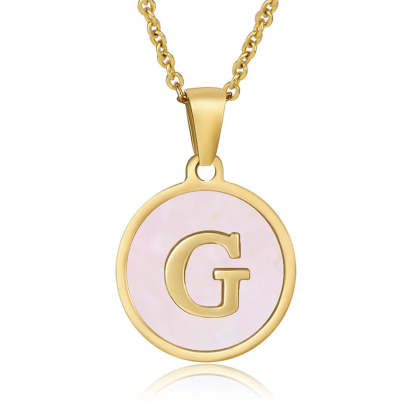 A-Z Letter Charms Round Enamel Alphabet Initial Necklace