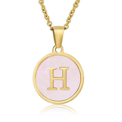 A-Z Letter Charms Round Enamel Alphabet Initial Necklace
