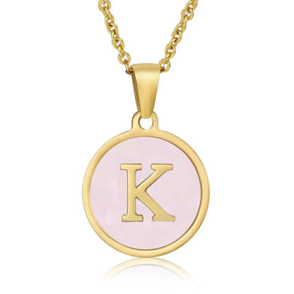 A-Z Letter Charms Round Enamel Alphabet Initial Necklace
