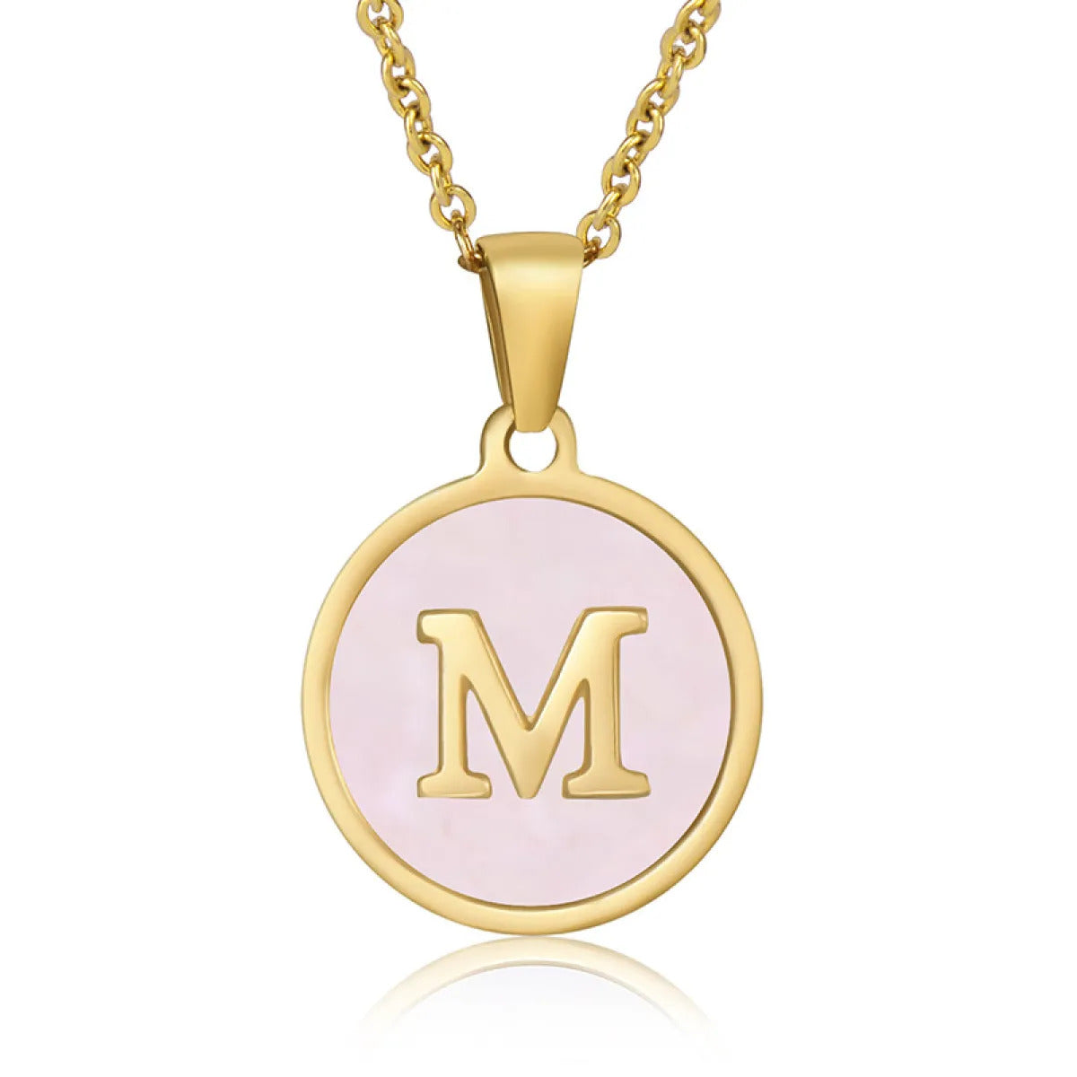 A-Z Letter Charms Round Enamel Alphabet Initial Necklace