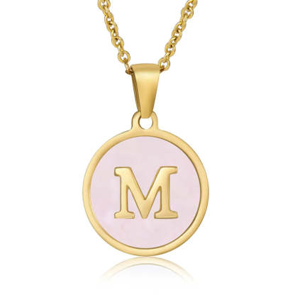 A-Z Letter Charms Round Enamel Alphabet Initial Necklace