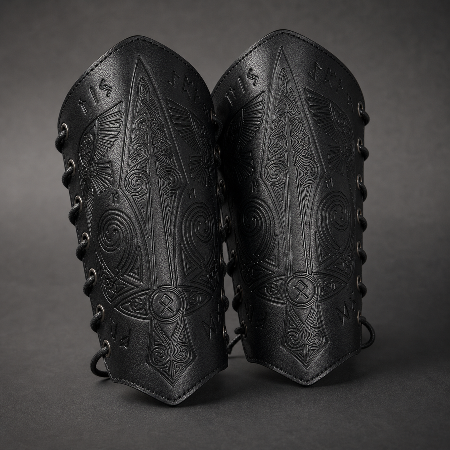 Viking Celtic Embossed Leather Bracers