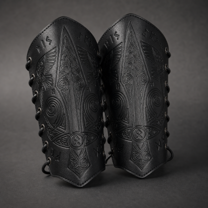 Viking Celtic Embossed Leather Bracers