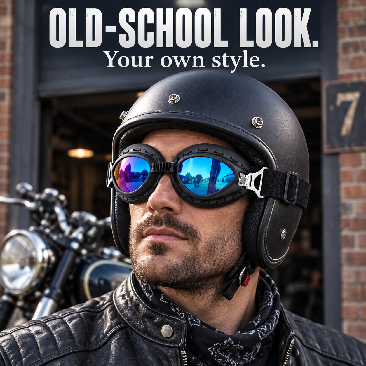 T07 Retro Motorcycle Goggles with Padded Eye Cups & Adjustable Strap