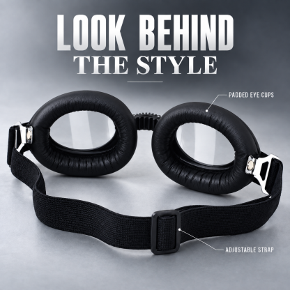 T07 Retro Motorcycle Goggles with Padded Eye Cups & Adjustable Strap
