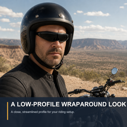 Low-Profile Wraparound Motorcycle Sunglasses