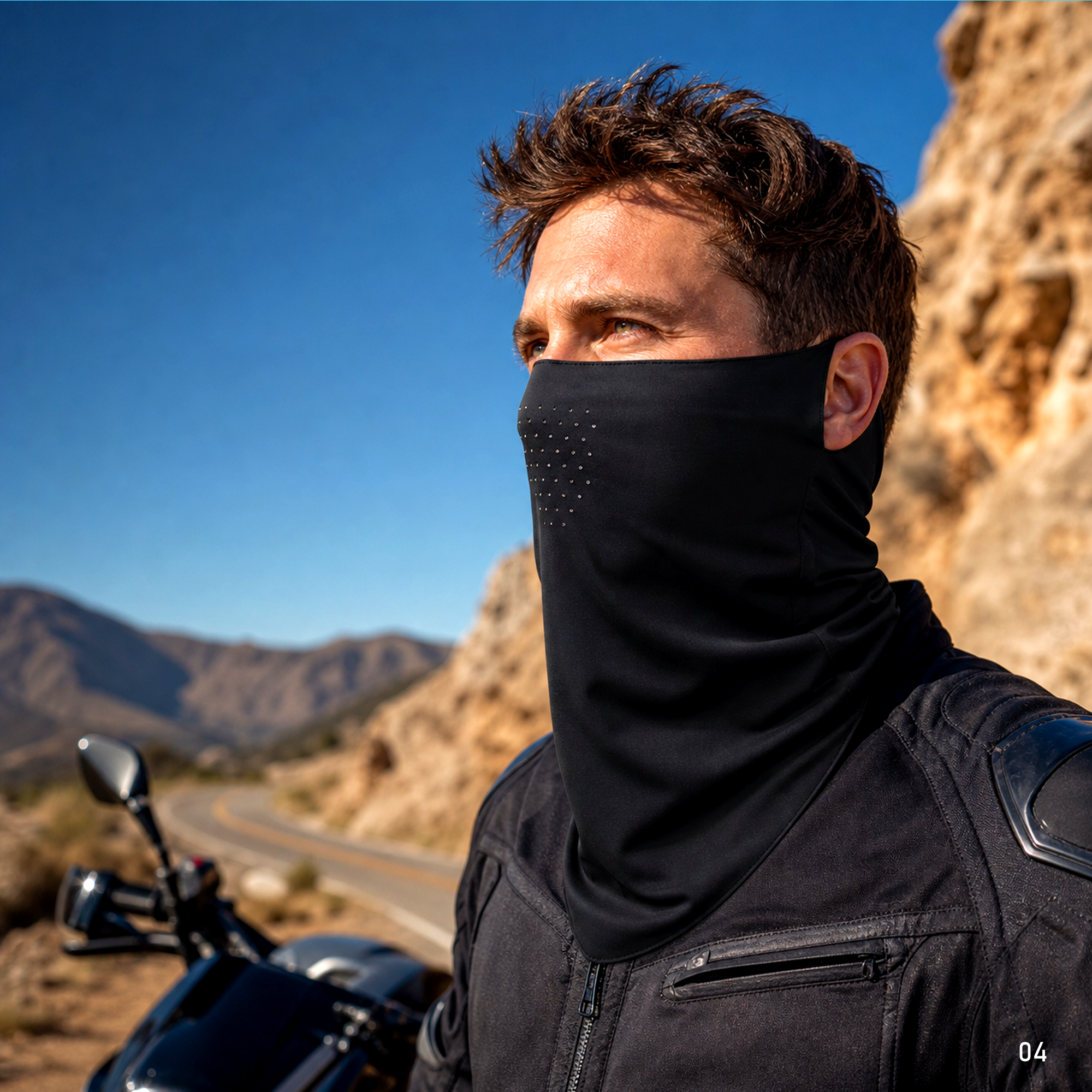 2-Pack UPF 50+ Cooling Motorcycle Face Cover with Breathable Neck Drape