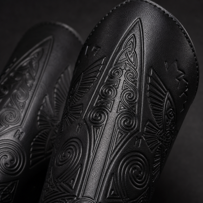 Viking Celtic Embossed Leather Bracers