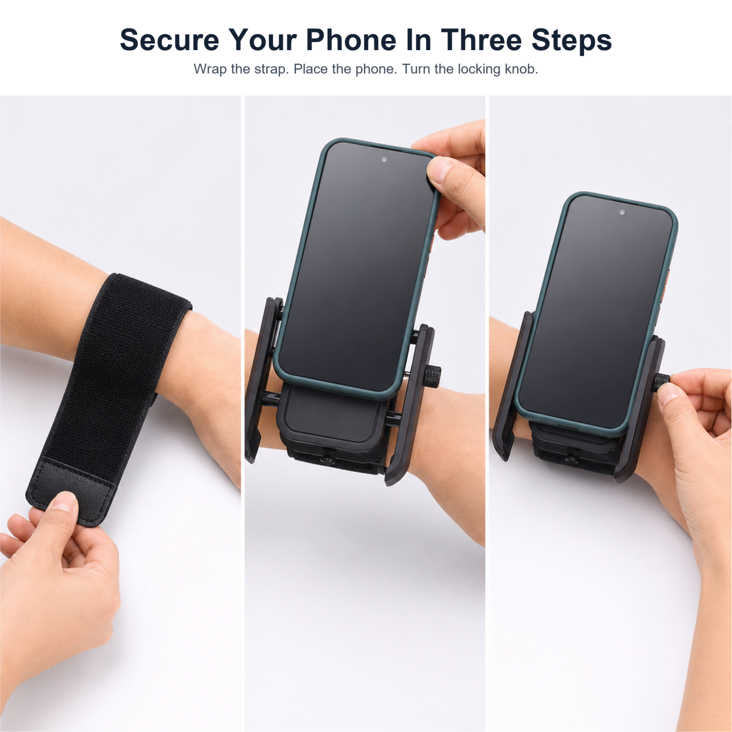 360-Degree Rotating Wrist & Arm Phone Holder with Locking Side Clamps