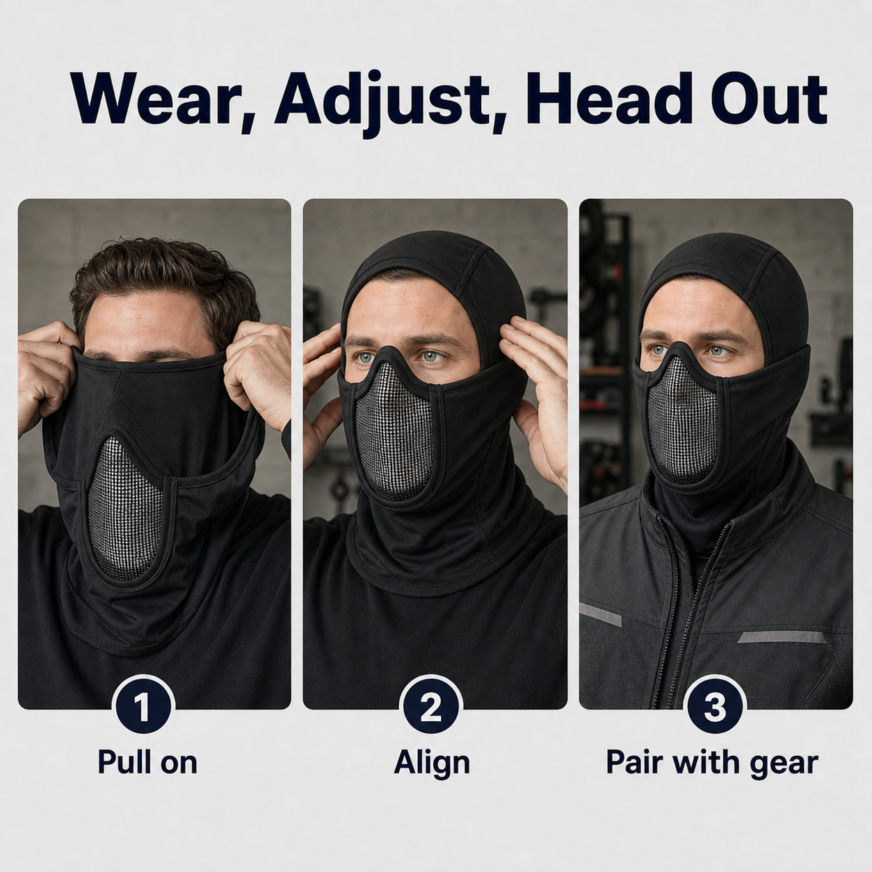 How to wear the tactical-style mesh hood