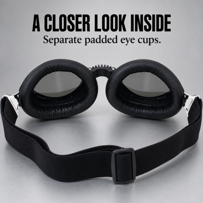 T07 Retro Motorcycle Goggles with Padded Eye Cups & Adjustable Strap