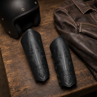 Viking Celtic Embossed Leather Bracers
