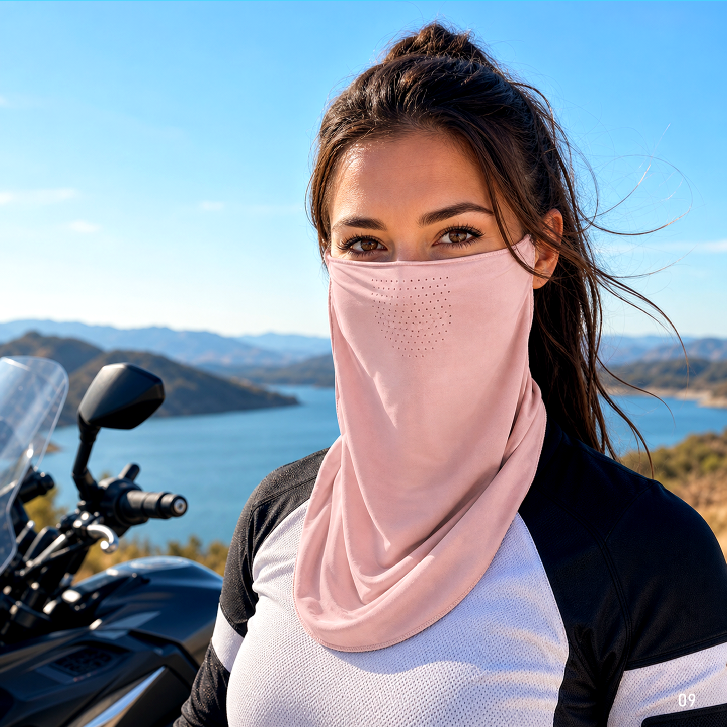 2-Pack UPF 50+ Cooling Motorcycle Face Cover with Breathable Neck Drape