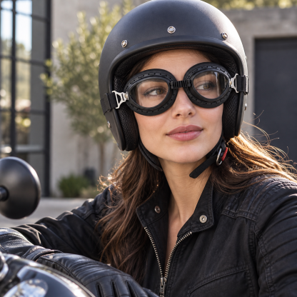 T07 Retro Motorcycle Goggles with Padded Eye Cups & Adjustable Strap