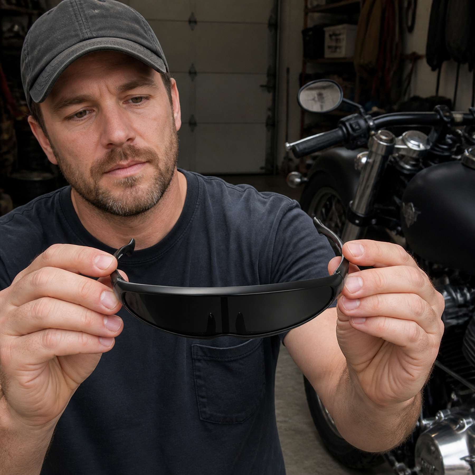 Low-Profile Wraparound Motorcycle Sunglasses