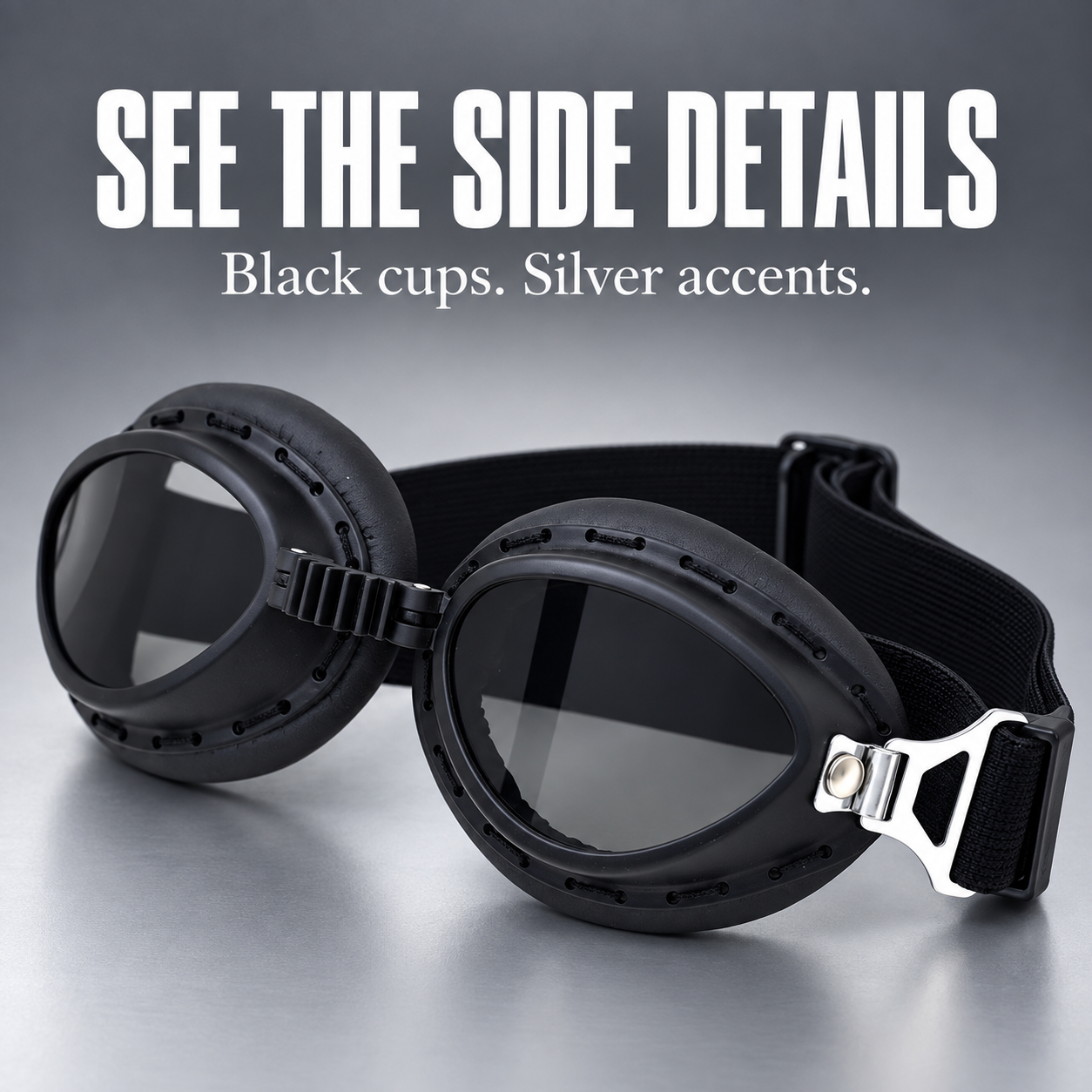 T07 Retro Motorcycle Goggles with Padded Eye Cups & Adjustable Strap