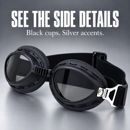 T07 Retro Motorcycle Goggles with Padded Eye Cups & Adjustable Strap