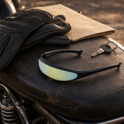 Low-Profile Wraparound Motorcycle Sunglasses