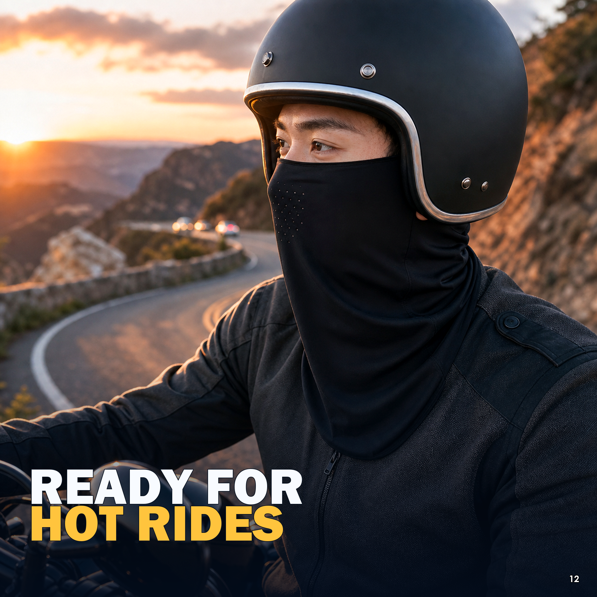 2-Pack UPF 50+ Cooling Motorcycle Face Cover with Breathable Neck Drape