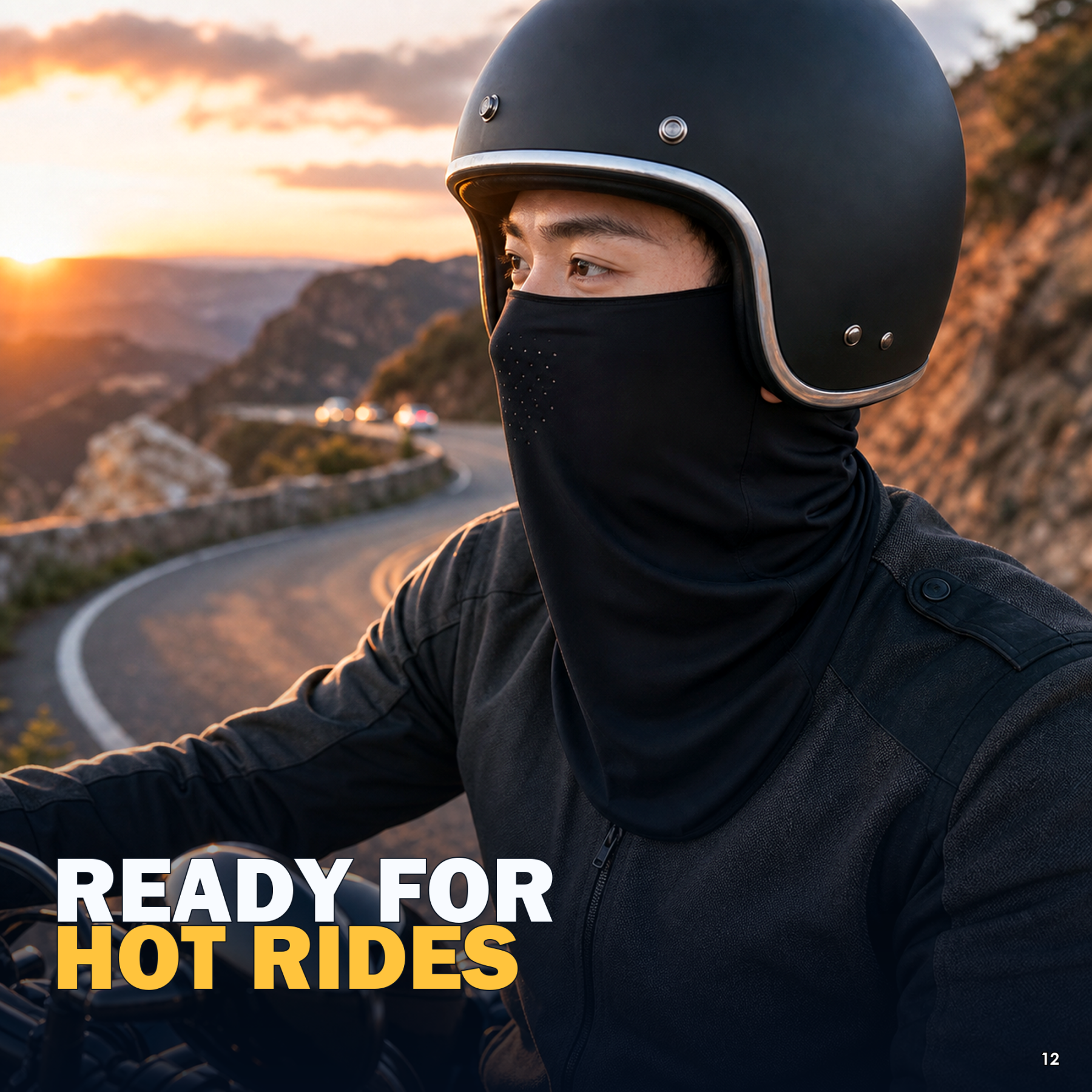 2-Pack UPF 50+ Cooling Motorcycle Face Cover with Breathable Neck Drape