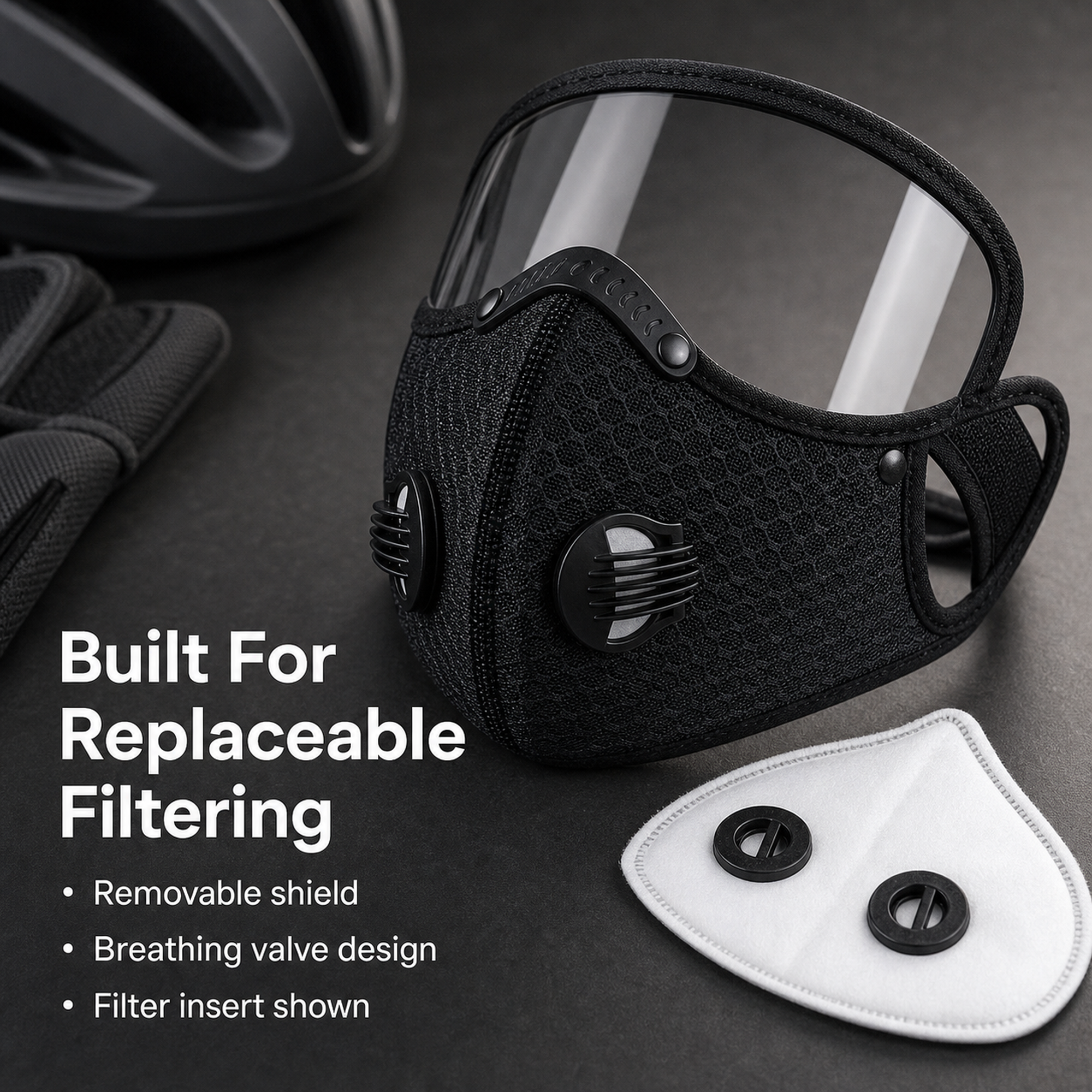 Protective Riding Face Mask With Removable Eye Shield