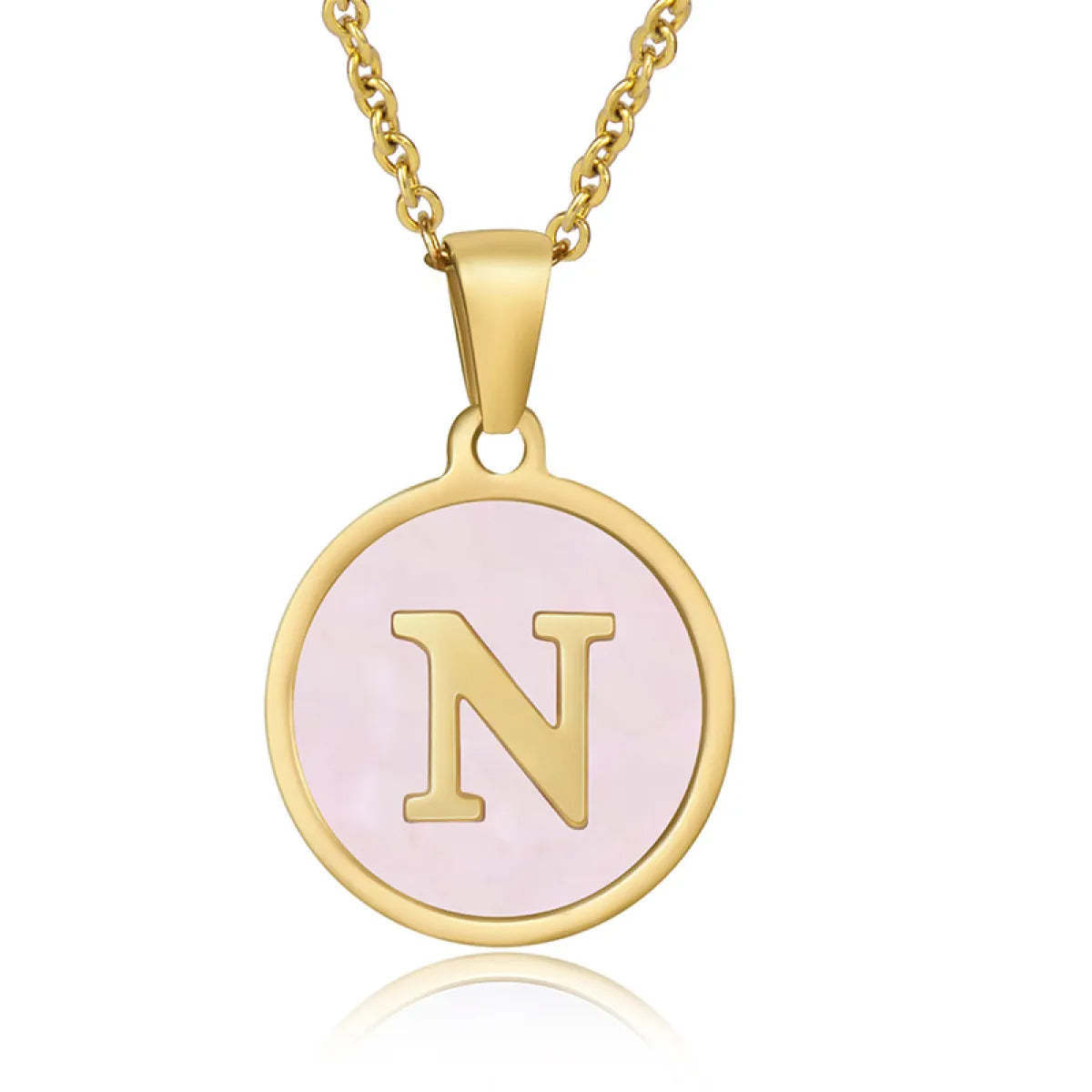 A-Z Letter Charms Round Enamel Alphabet Initial Necklace