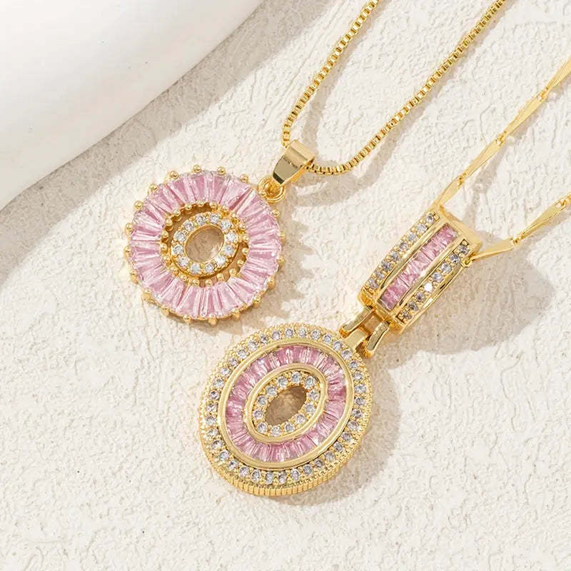 【Limit Edition Color-Pink】2 Pack - Initial Letter Pendant Necklaces