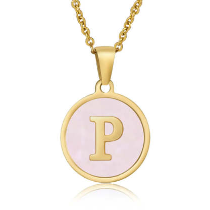 A-Z Letter Charms Round Enamel Alphabet Initial Necklace