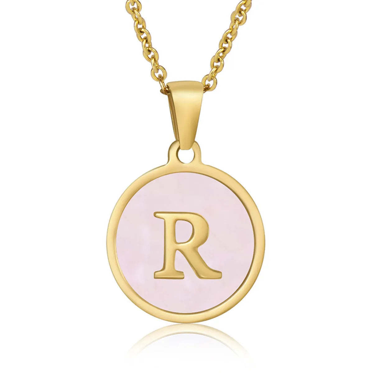 A-Z Letter Charms Round Enamel Alphabet Initial Necklace