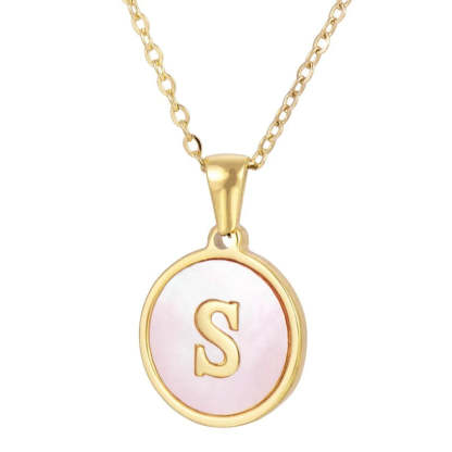 A-Z Letter Charms Round Enamel Alphabet Initial Necklace