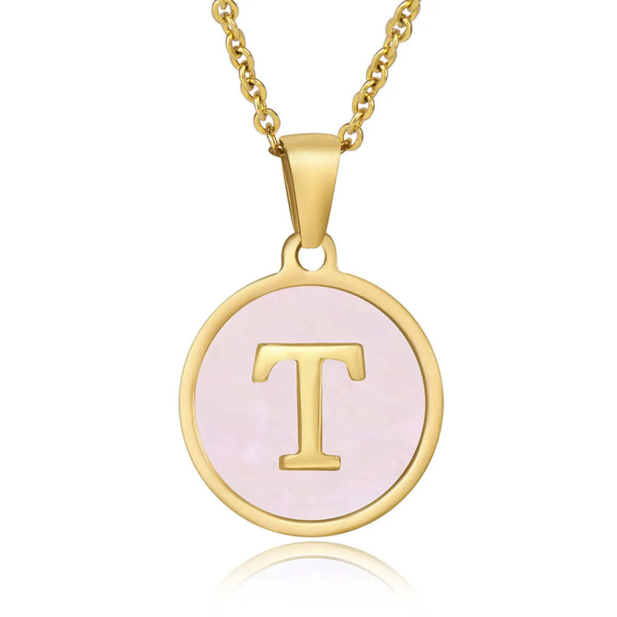 A-Z Letter Charms Round Enamel Alphabet Initial Necklace