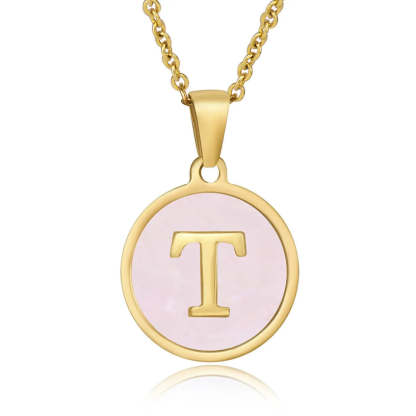 A-Z Letter Charms Round Enamel Alphabet Initial Necklace