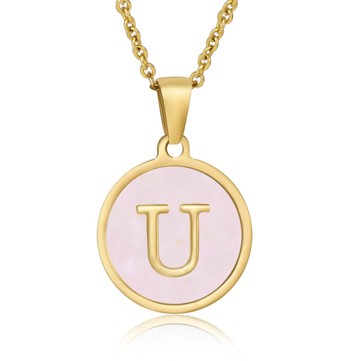A-Z Letter Charms Round Enamel Alphabet Initial Necklace
