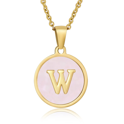 A-Z Letter Charms Round Enamel Alphabet Initial Necklace